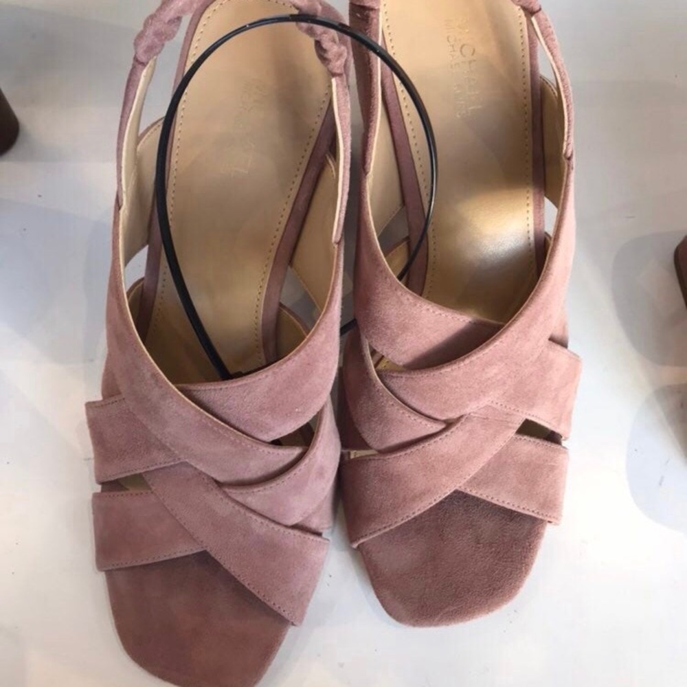 New! Michael Kors Suede Leather Dixon Sandal PINK SUEDE